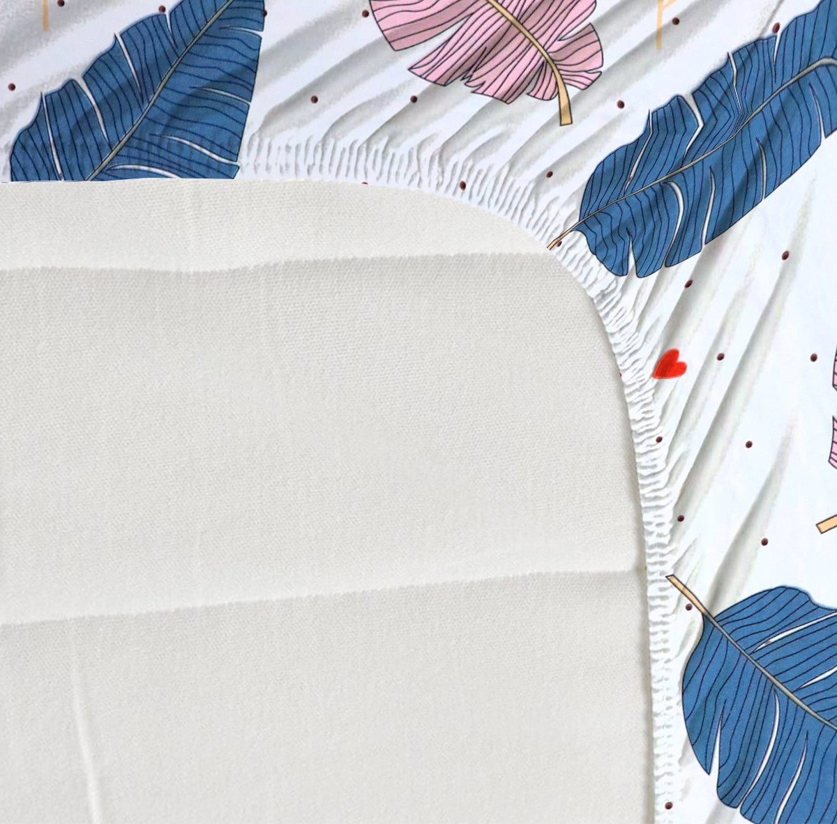 Super Soft Glace Cotton All Round Elastic Fitted Double Bed Bedsheet with 2 Pillow Cover