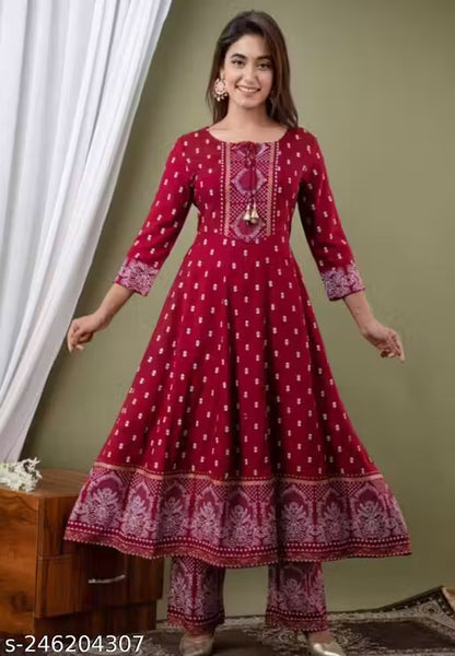 Women's Rayon kutri pants with Dupatta