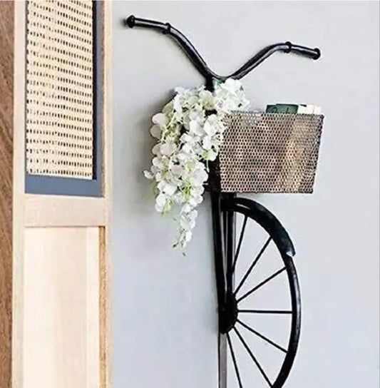 Iron cycle wall hanging for books, decorative floral look