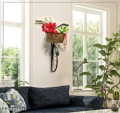 Iron cycle wall hanging for books, decorative floral look